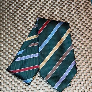 John Comfort South Bank Collection Repp Silk Black Striped Tie (0691)